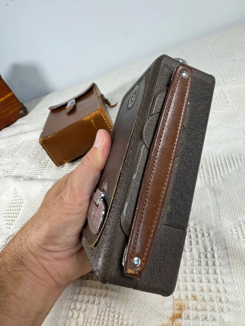 Vintage Bell and Howell Filmo Auto Load 8mm Movie Camera With Brown Leather Case